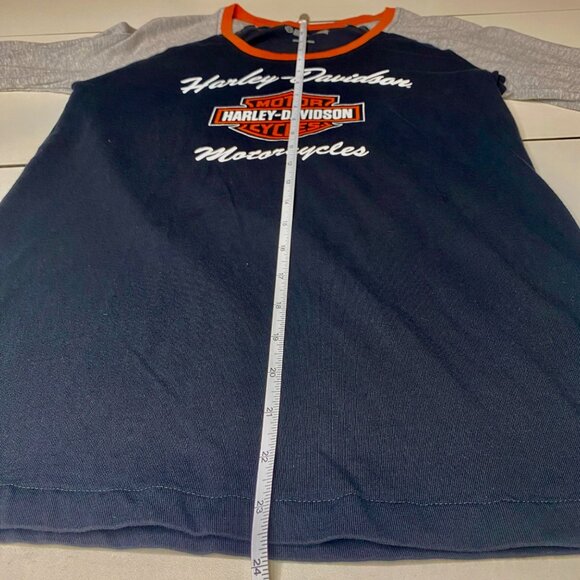 Harley-Davidson Black Color Blocked First-Class Long Sleeve Raglan Tee Size S - Picture 5 of 7